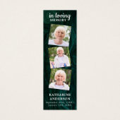 Memorial 3 Foto Funeral Prayer Bladwijzer Green Mini Visitekaartjes (Voorkant)