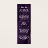 Memorial 3 Foto Funeral Prayer Bladwijzer Paars Mini Visitekaartjes (Achterkant)