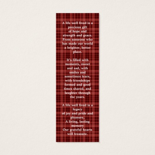 Memorial 3 Foto Funeral Prayer Bladwijzer Pset Mini Visitekaartjes (Achterkant)