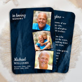 Memorial 3 Foto Funeral Prayer Kaart Blue Marble