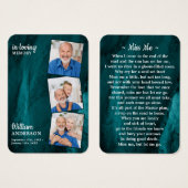 Memorial 3 Foto Funeral Prayer Kaart Green Marble (Voorkant /achterkant)