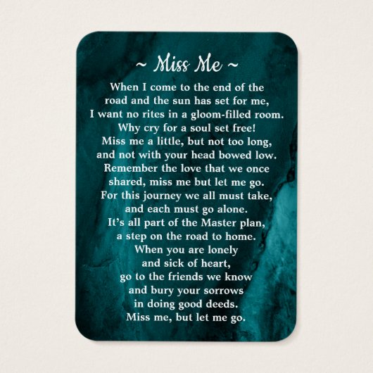 Memorial 3 Foto Funeral Prayer Kaart Green Marble (Achterkant)