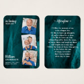 Memorial 3 Foto Funeral Prayer Kaart Green Marble (Voorkant /achterkant)