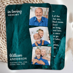 Memorial 3 Foto Funeral Prayer Kaart Green Marble