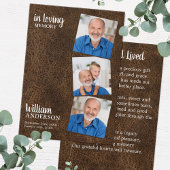 Memorial 3 Foto Funeral Prayer Kaart Leather