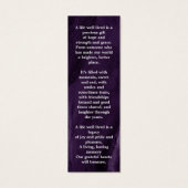 Memorial 3 Foto Paars Funeral Prayer Bladwijzer Mini Visitekaartjes (Achterkant)