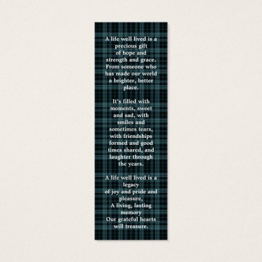 Memorial 3 Foto Pset Funeral Prayer Bladwijzer Mini Visitekaartjes (Achterkant)