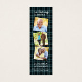 Memorial 3 Foto Pset Funeral Prayer Bladwijzer Mini Visitekaartjes (Voorkant)