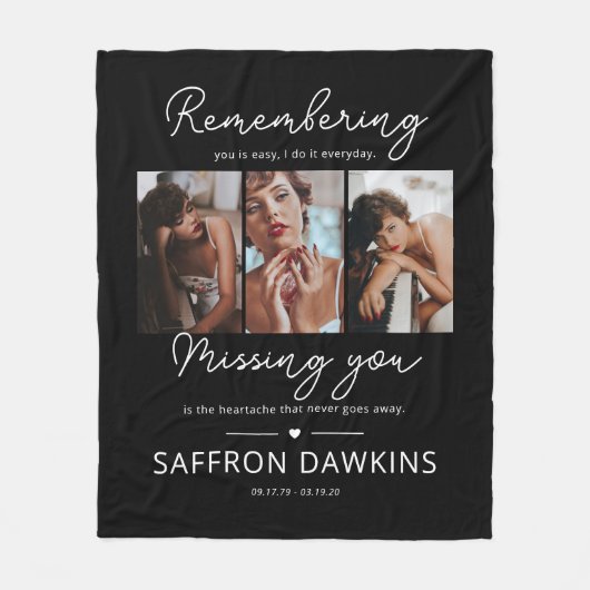 Memorial 3 Foto Tribute Fleece Deken (Voorkant)