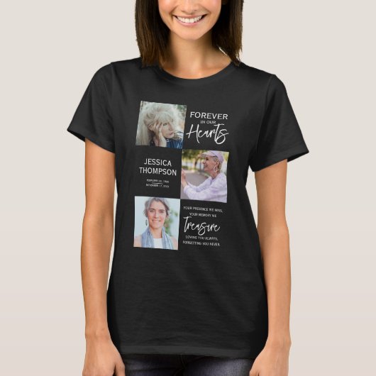 Memorial 3 Fotocollage begrafenis T-shirt (Voorkant)