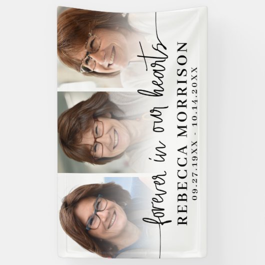 Memorial 3 Foto's Script voor altijd in ons hart Spandoek (Verticaal)