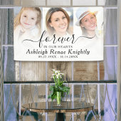 Memorial 3 foto's voor altijd in ons hart script spandoek