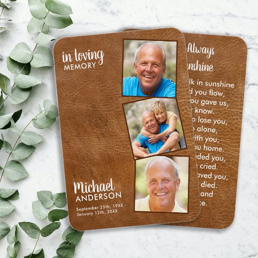 Memorial 3 Fotosympathie Funeral Prayer Kaart