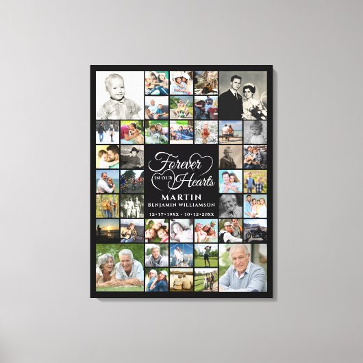 Memorial 42 Foto Collage FOREVER IN ONZE HARTS Canvas Afdruk (Voorkant)