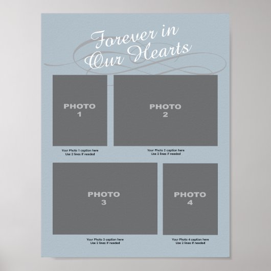 Memorial 4 Foto Page Blue Forever in ons hart Poster (Voorkant)