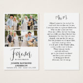 Memorial 4 Fotocollage Begrafenisgebed Kaarten Visitekaartje (Voorkant /achterkant)