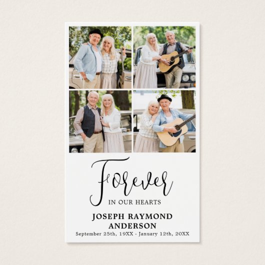 Memorial 4 Fotocollage Begrafenisgebed Kaarten Visitekaartje (Voorkant)
