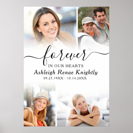 Memorial 4 foto's voor altijd in ons hart poster (Voorkant)