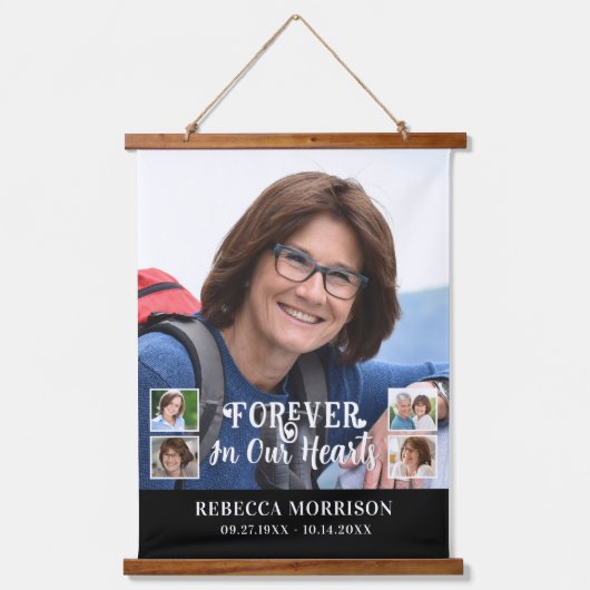 Memorial 5 Foto Modern Calligrafiescript Hoorten Hangend Wandkleed (Voorkant)