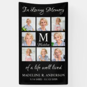 Memorial 8 Foto Collage Personalized Funeral Spandoek (Verticaal)