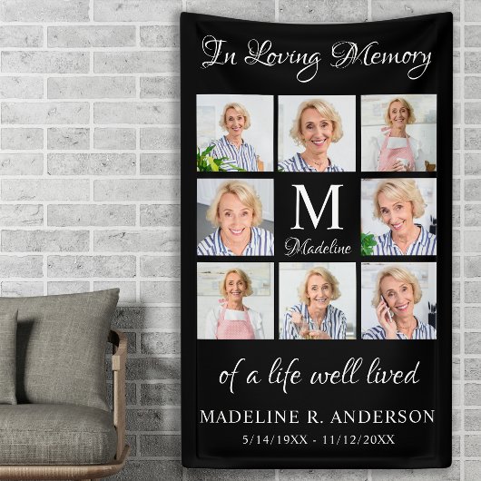 Memorial 8 Foto Collage Personalized Funeral Spandoek