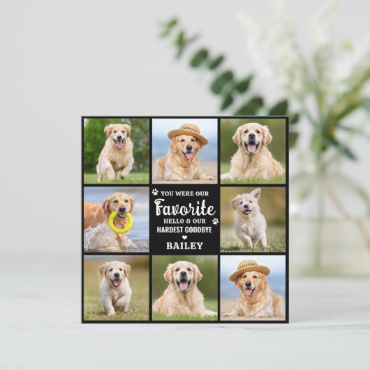 Memorial 8 Photo Collage Pet Dog Loss Herdenking Bedankkaart (Staand voorkant)