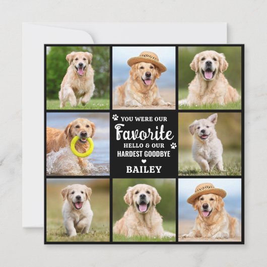 Memorial 8 Photo Collage Pet Dog Loss Herdenking Bedankkaart (Voorkant)