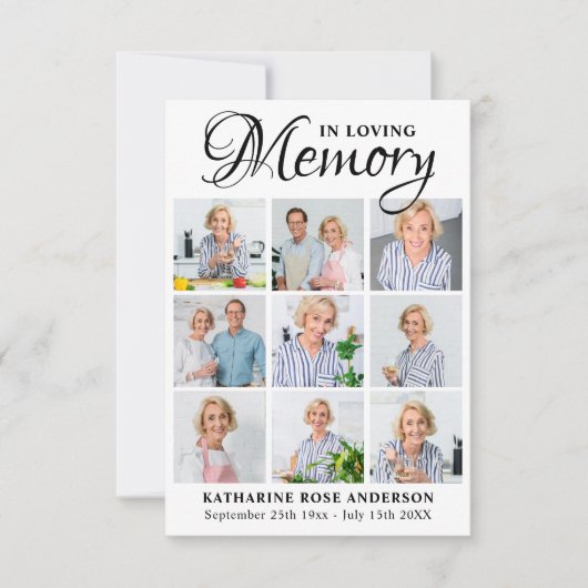 Memorial 9 Fotocollage Begrafenisgebed Kaart (Voorkant)