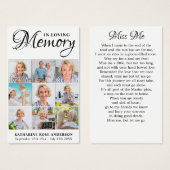 Memorial 9 Fotocollage Begrafenisgebed Kaarten Visitekaartje (Voorkant /achterkant)