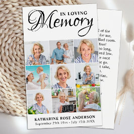 Memorial 9 Fotocollage Begrafenisgebed Kaarten Visitekaartje