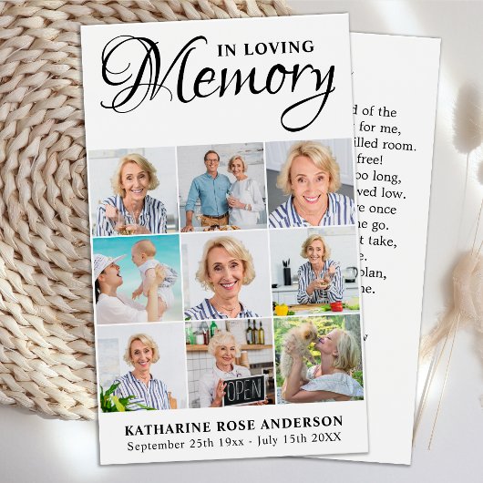 Memorial 9 Fotocollage Begrafenisgebed Kaarten Visitekaartje