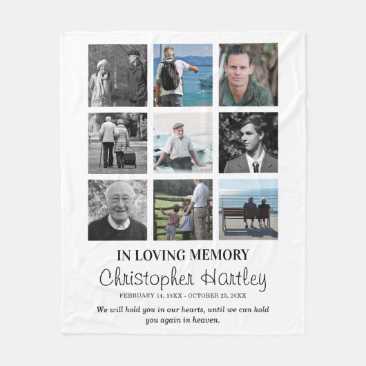 Memorial 9 Fotocollage Herinnering Fleece Deken (Voorkant)