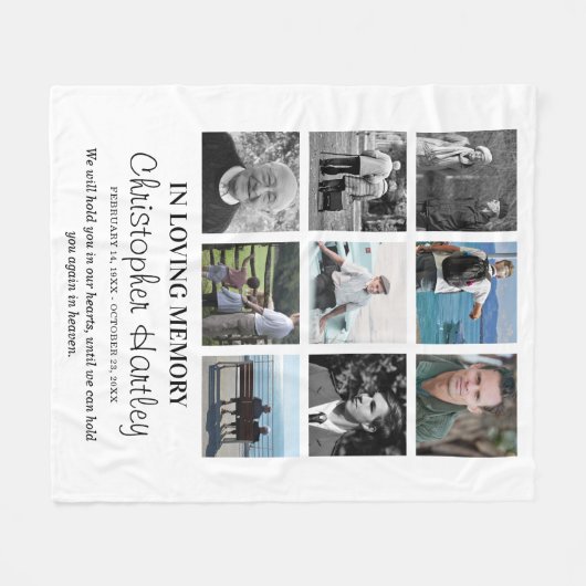 Memorial 9 Fotocollage Herinnering Fleece Deken (Voorkant (Horizontaal))