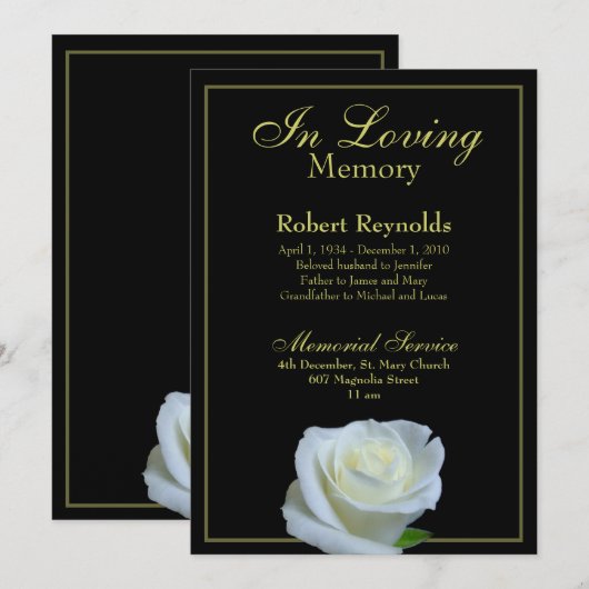 Memorial / Aankondiging (Voorkant / Achterkant)