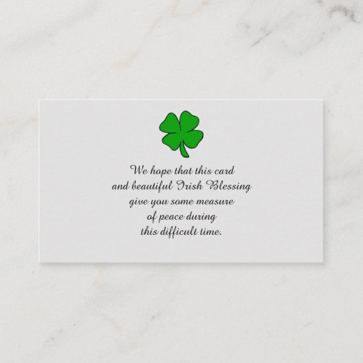 Memorial Afbeelding Sympathie Kaart geprezen Visitekaartje (Achterkant)