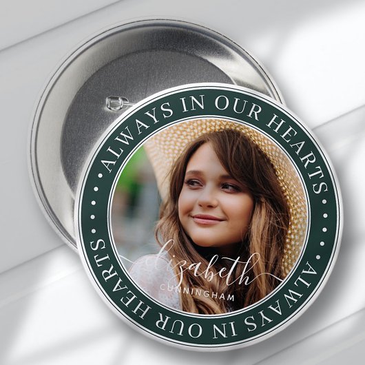 Memorial altijd in ons hart Ouderlijke foto Ronde Button 7,6 Cm