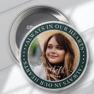 Memorial altijd in ons hart ronde button 7,6 cm