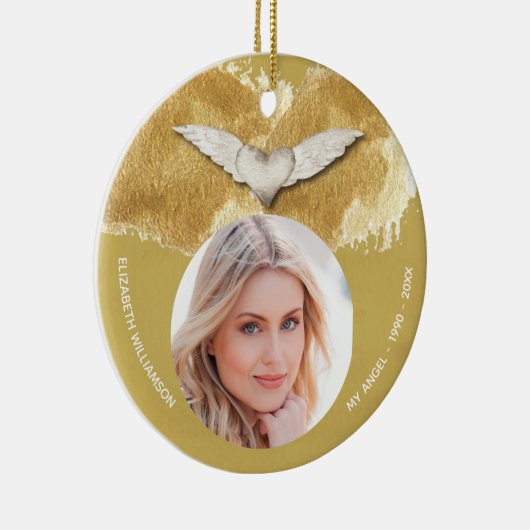 Memorial Angel Wings Keepomwille Foto Keramisch Ornament (Rechts)