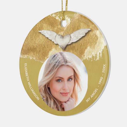 Memorial Angel Wings Keepomwille Foto Keramisch Ornament (Links)