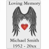 Memorial Angel Wings Vinyl Car Decal Window Large Sticker (Voorkant)