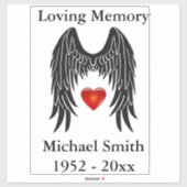 Memorial Angel Wings Vinyl Car Decal Window Large Sticker (Vel)
