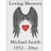 Memorial Angel Wings Vinyl Car Decal Window Sticker (Voorkant)