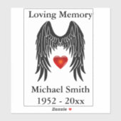 Memorial Angel Wings Vinyl Car Decal Window Sticker (Vel)