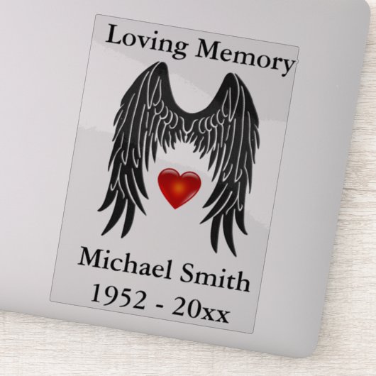 Memorial Angel Wings Vinyl Car Decal Window Sticker (Detail)