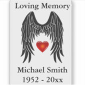 Memorial Angel Wings Vinyl Car Decal Window Sticker (Voorkant)
