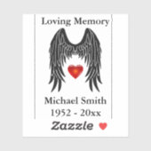 Memorial Angel Wings Vinyl Car Decal Window Sticker (Vel)