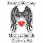 Memorial Angel Wings Vinyl Car Decal Window Sticker (Voorkant)