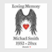 Memorial Angel Wings Vinyl Car Decal Window Sticker (Vel)