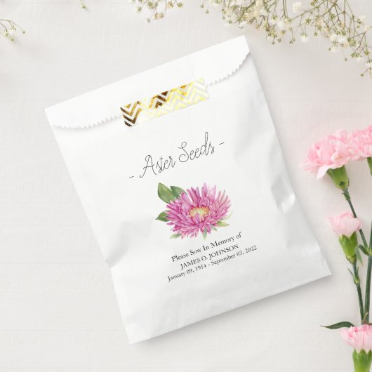 Memorial Aster Seed begrafenis Bedankzakje (Gezegeld)