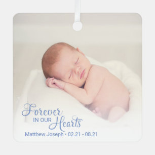 Memorial Baby Boy Foto voor altijd in ons hart Metalen Ornament